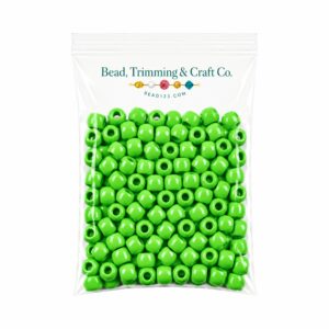 Pony Beads - 9mm - Green Light - Opaque - 100 Pieces