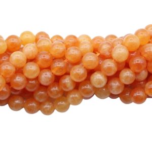 Jade - 8mm Round - Dyed - 38cm Strand - Orange