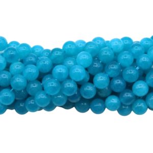 Jade - 8mm Round - Dyed - 38cm Strand - Light Blue