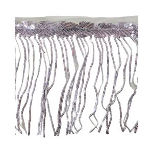 Sequin Fringe - 17cm - Silver - Price per meter