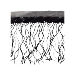 Sequin Fringe - 17cm - Black - Price per meter