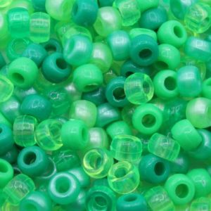 Pony Beads - 9mm - Green Mix