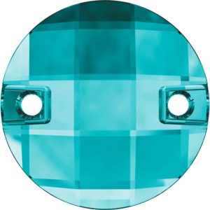 Swarovski 3220 – Round Chessboard - Sew On - 10mm – Blue Zircon F