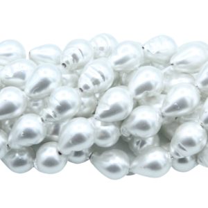 Shell Pearl - Textured Drop - 16mm - 38cm Strand - White