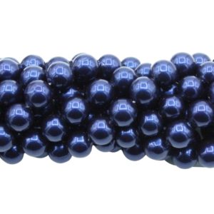 Shell Pearl - Round - 8mm - 40cm Strand - Dark Blue