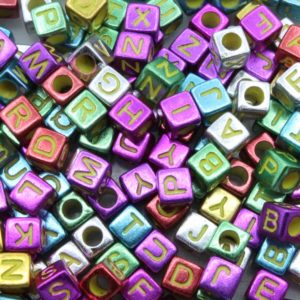 Alphabet Cube - 6mm - Metallic / Gold