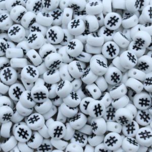 Hashtag Coin - 7mm - White / Black