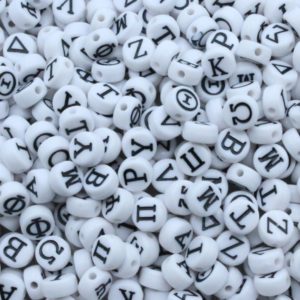 Greek Alphabet Coin - 7mm - White / Black