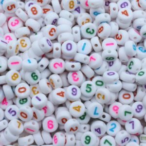 Number Coin - 7mm - White / Multi