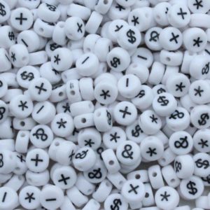 Symbols Coin - 7mm - White / Black