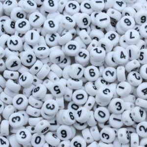 Numbers Coin - 7mm - White / Black