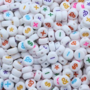 Symbols Coin - 7mm - White / Multi