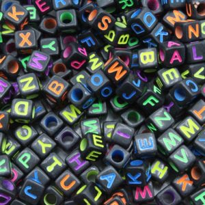 Alphabet Cube - 6mm - Black / Multi