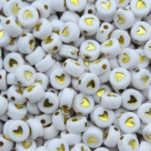 Heart Coin – 7mm – White / Gold