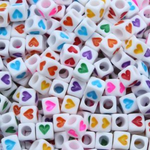 Heart Cube – 6mm – White / Multi