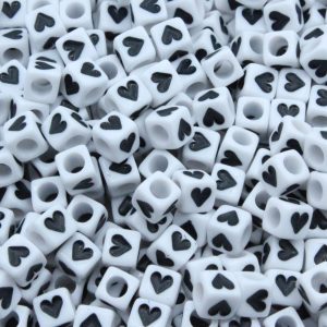 Heart Cube – 6mm – White / Black