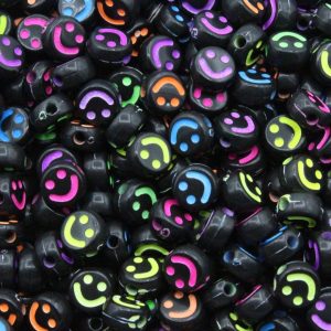 Smiley Face Coin – 7mm – Black / Multi