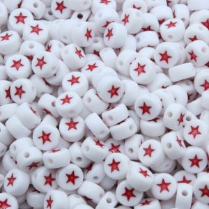 Star Coin – 7mm – White / Red