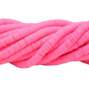 Polymer Clay Washer - 6mm - 40cm Strand - Pink