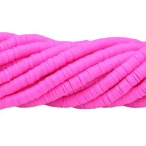 Polymer Clay Washer - 6mm - 40cm Strand - Pink A