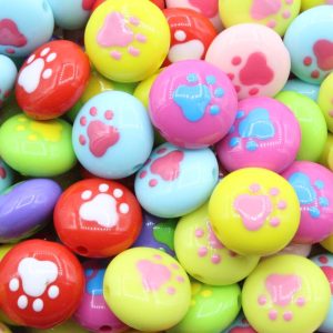 Paw / Coin Bead - Mix Colour - 16mm