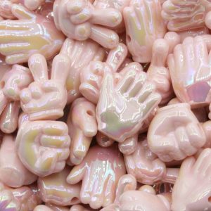 Hands Bead Mix - Pink Luster - 20mm