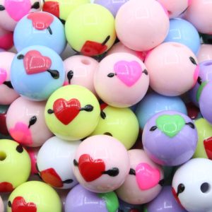 Heart / Arrow Bead - Mix Colour - 18mm