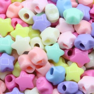 Puffy Star Bead - 14mm - Pastel Mix