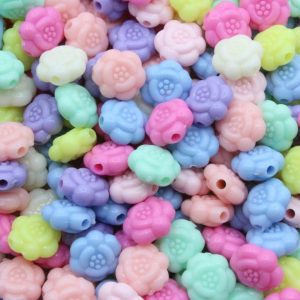 Rosette Bead - Flat - 12mm - Pastel Mix