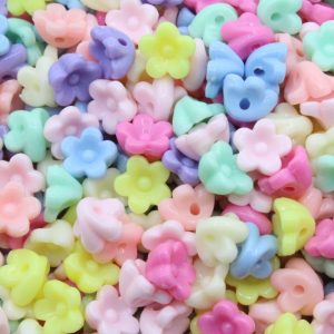 Flower With Shank Bead - 11mm - Pastel Mix