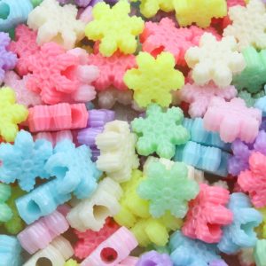 Snowflake Pony Bead - 15mm - Pastel Mix