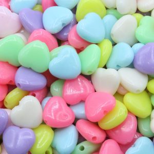 Heart Bead - 12mm - Pastel Mix