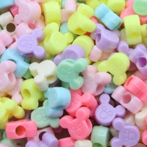 Elephant Mouse Bead - Flat - 10mm - Pastel Mix