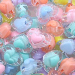 Heart Bead – 17mm – Colourlined Mix