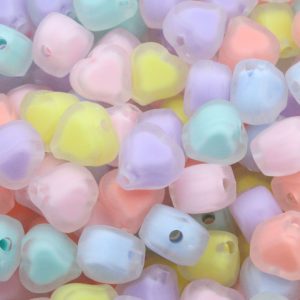 Heart Bead – 11mm – Colourlined Frost Mix