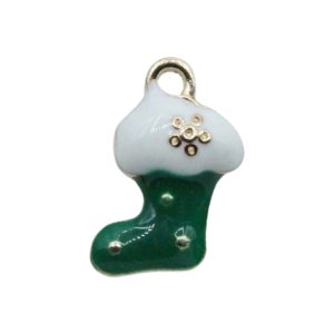 Stocking Charm - Green - Gold - 17mm