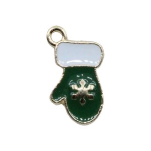 Mittens Charm - Green - Gold - 20mm
