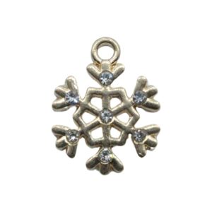 Snowflake Charm - Crystal - Gold - 18mm