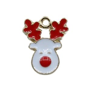 Reindeer Charm - Red - Gold - 18mm