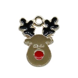 Reindeer Charm - Black - Gold - 18mm