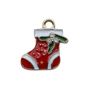 Stocking Charm - Red - Gold - 18mm