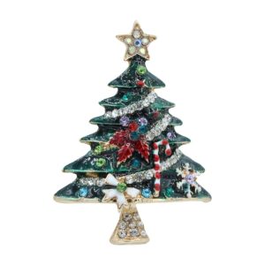Christmas Tree Brooch - Gold / Crystal - 65mm