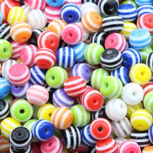 Striped Round Candy Bead – 8mm – Mix