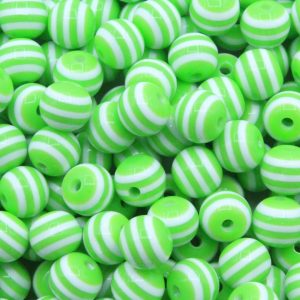 Striped Round Candy Bead – 10mm – Green
