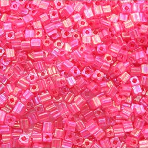 6/0mm Bugle Bead – Red AB – Price per gram