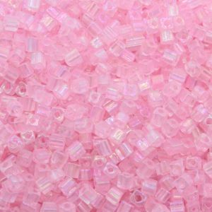 6/0mm Bugle Bead – Light Pink AB – Price per gram