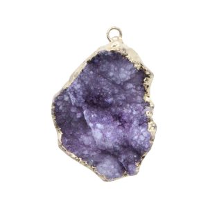 Crystal Druzy / Faux Gold Pendant - 30 - 45mm - Purple