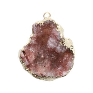 Crystal Druzy / Faux Gold Pendant - 30 - 45mm - Salmon
