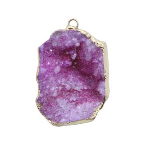 Crystal Druzy / Faux Gold Pendant - 30 - 45mm - Pink