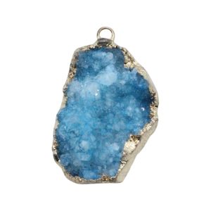 Crystal Druzy / Faux Gold Pendant - 30 - 45mm - Blue